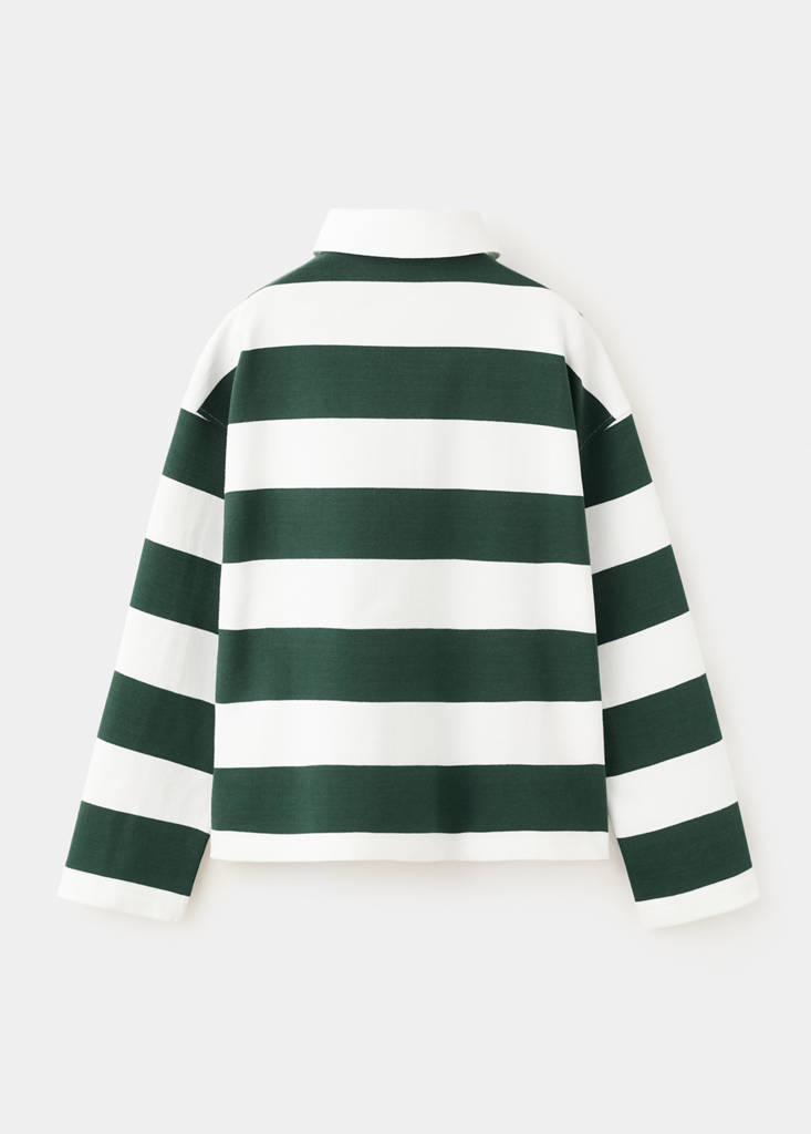Oversized striped polo sweatshirt — Dark Green