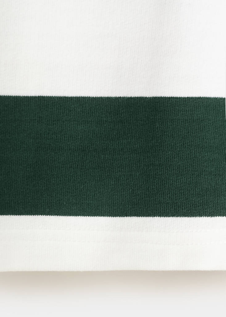 Oversized striped polo sweatshirt — Dark Green