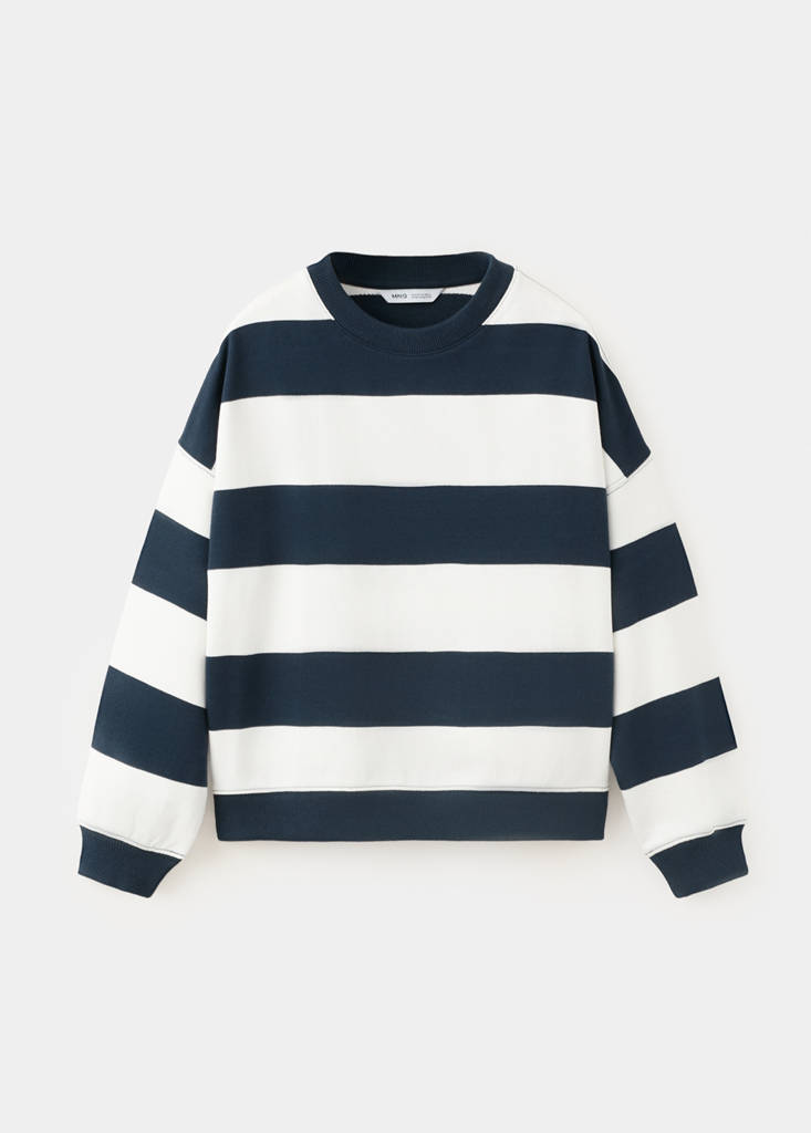 Bluza w paski boxy fit zielony - Dzieci - 5-6 lata - MANGO KIDS