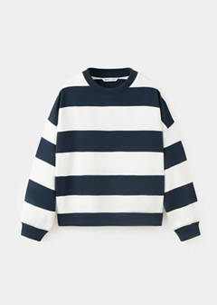 Boxy fit striped sweatshirt — Navy 2