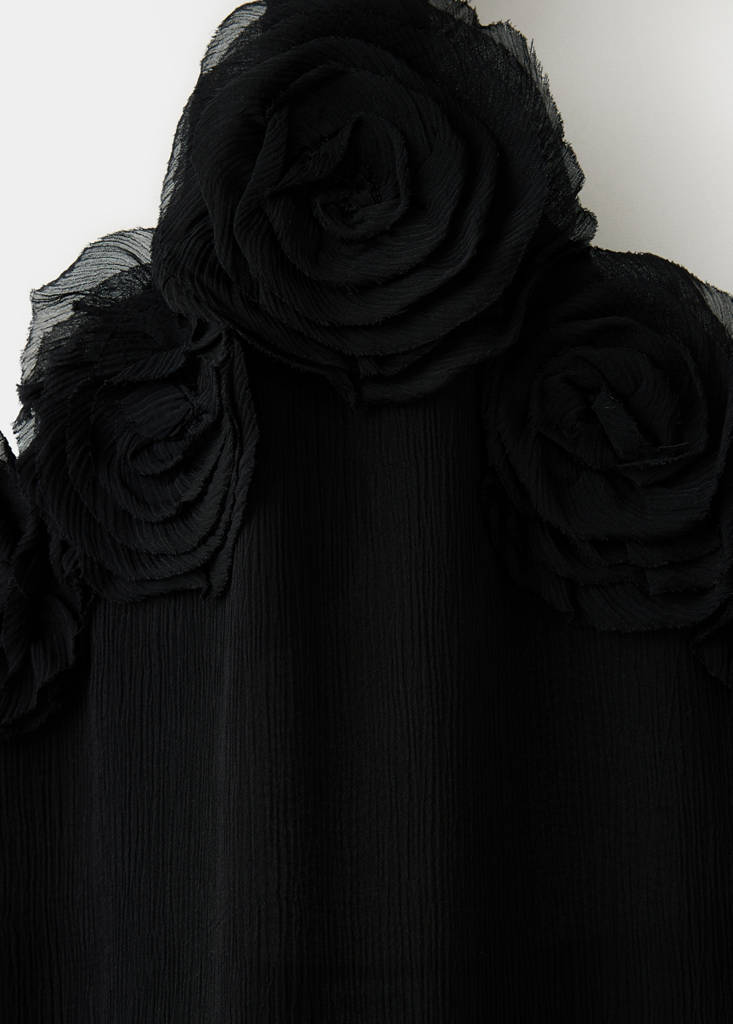 Halter dress with flower detail — Black