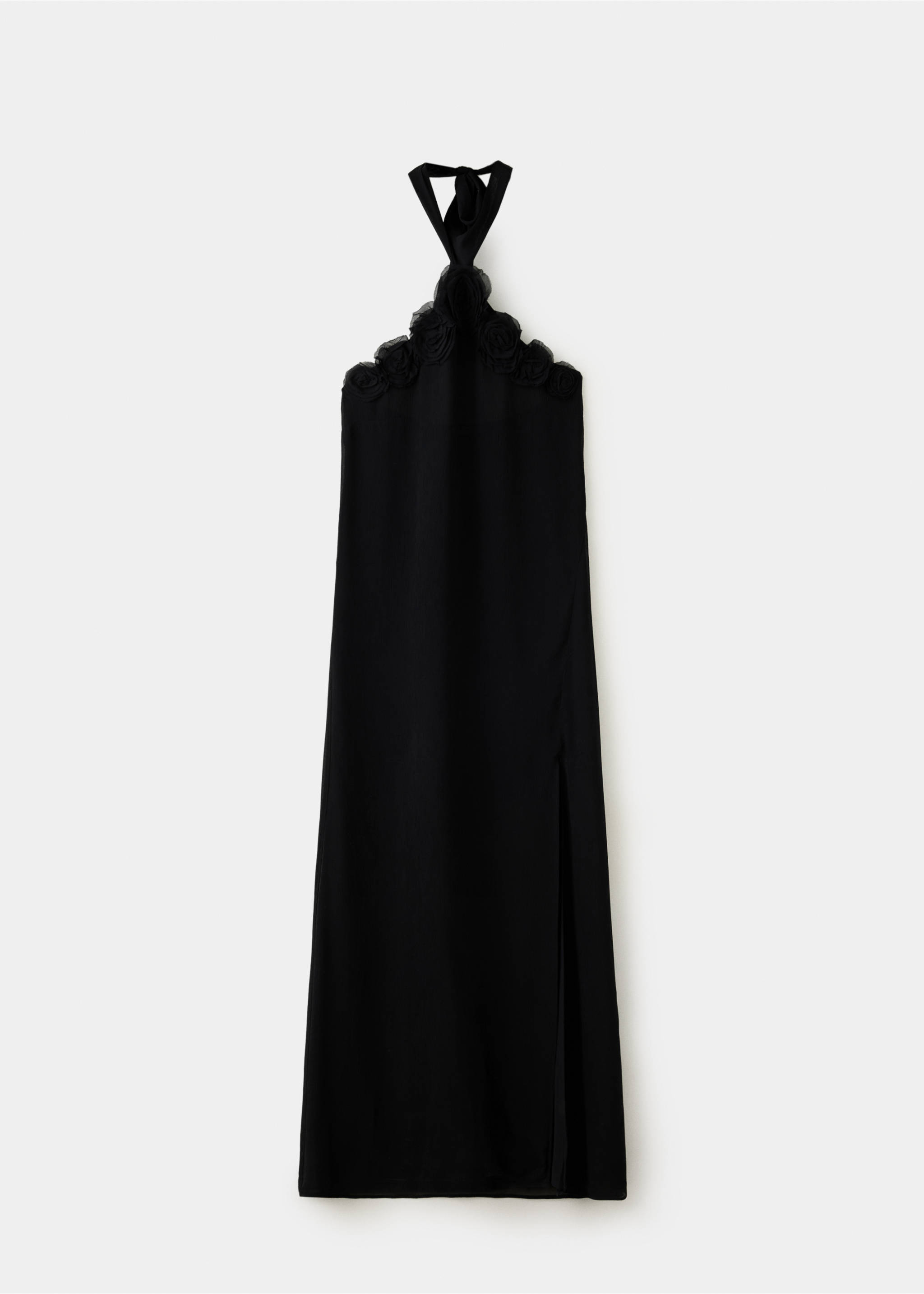 Halter dress with floral detail - منتج دون نموذج, أسود. Ref: 37063879-00.