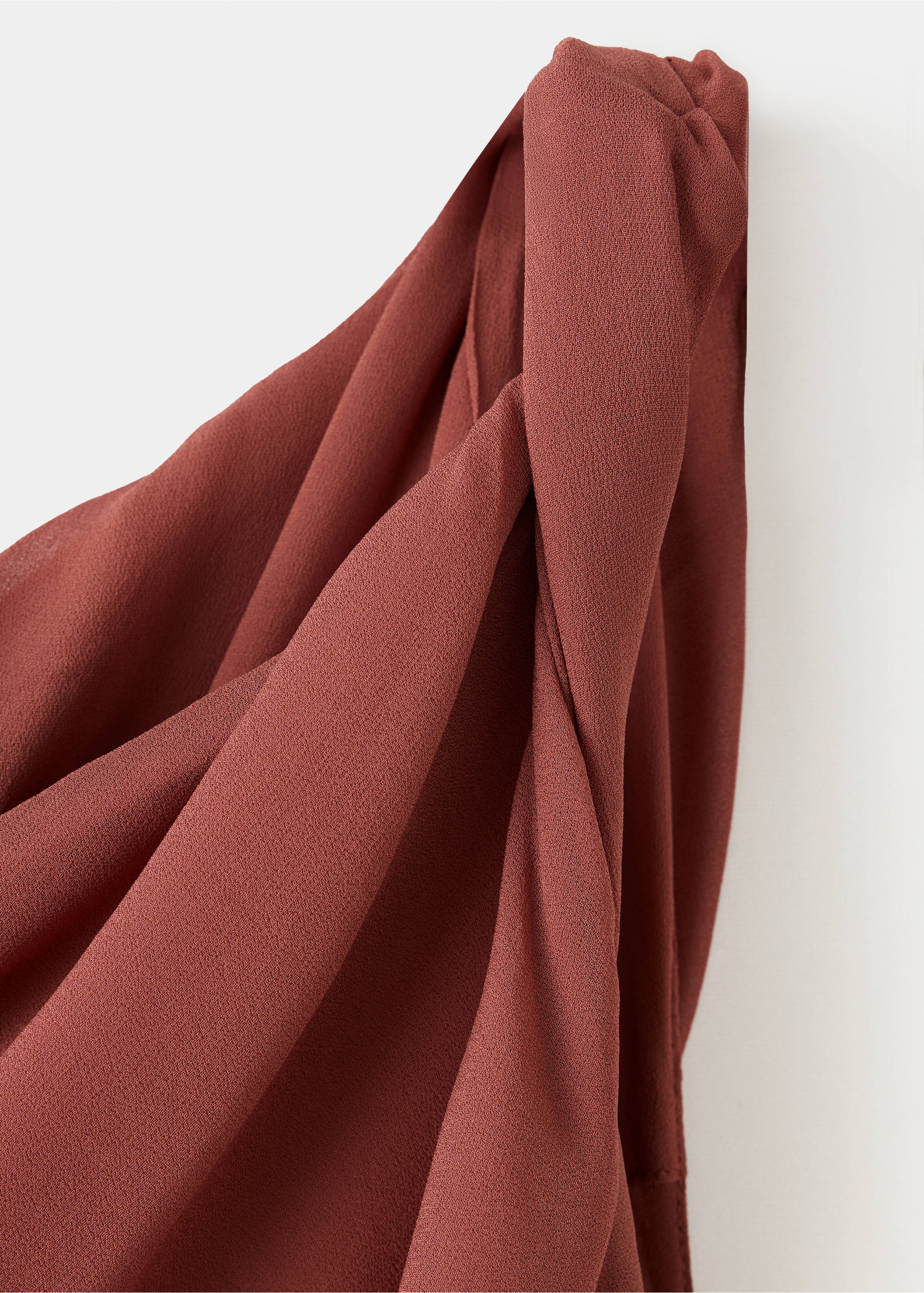 Draped dress with tie detail - Details of the article 0, Burgundy. Ref: 37063882-00.