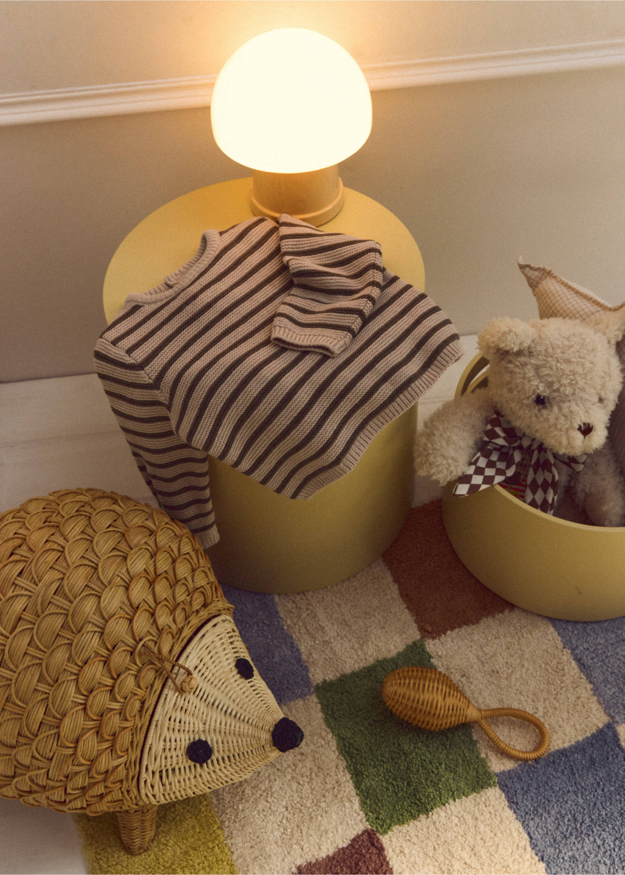 Cotton blend striped jumper - Details of the article 5, Pink. Ref: 37063883-00.