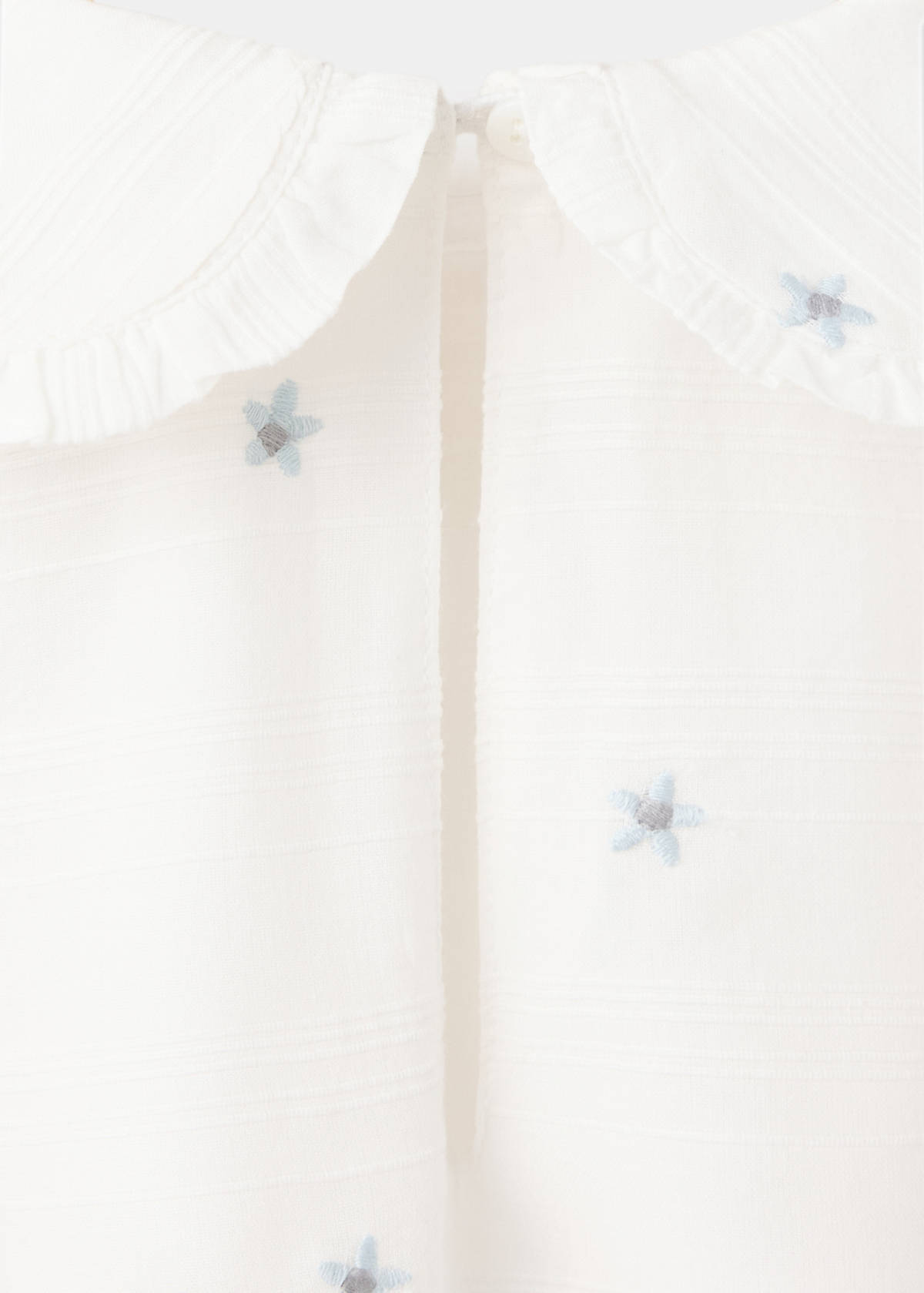 100% cotton blouse with floral embroideries — Off White