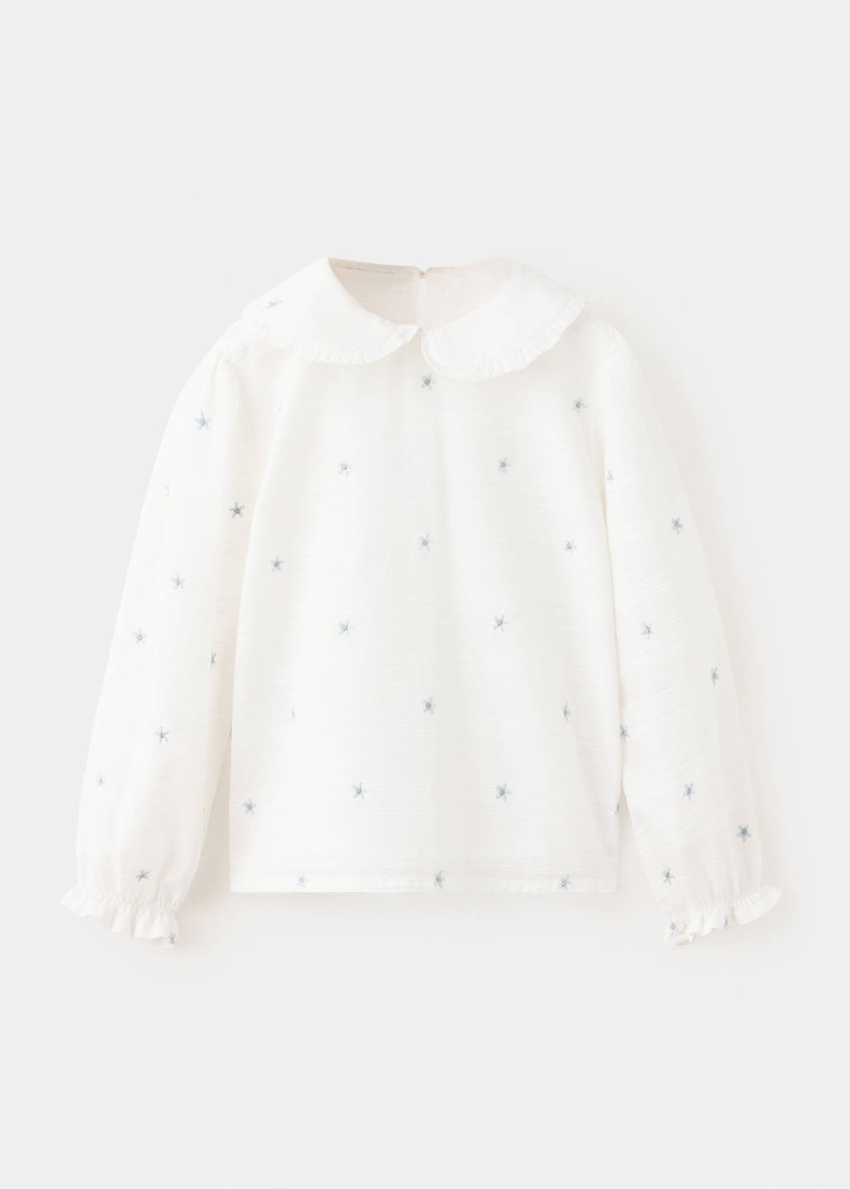 100% cotton blouse with floral embroideries — Off White