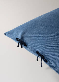 Two linen-cotton blend striped pillowcases 50 x 75 cm — Indigo Blue 2