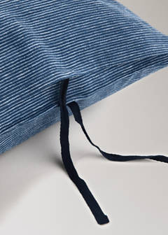 Two linen-cotton blend striped pillowcases 50 x 75 cm — Indigo Blue 3