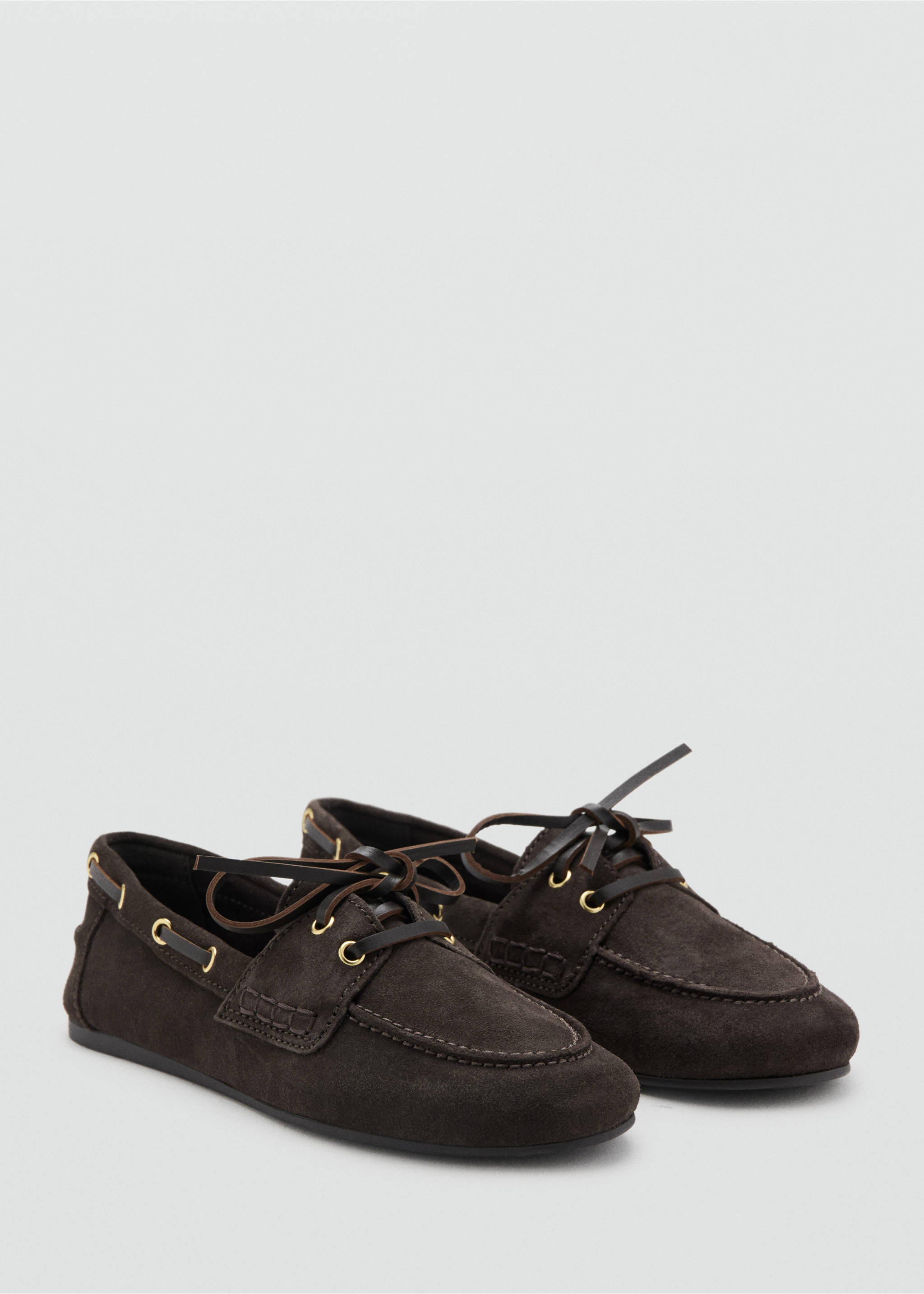 Deck shoes with laces - Medium plane, Chocolate. Ref: 37063890-00.