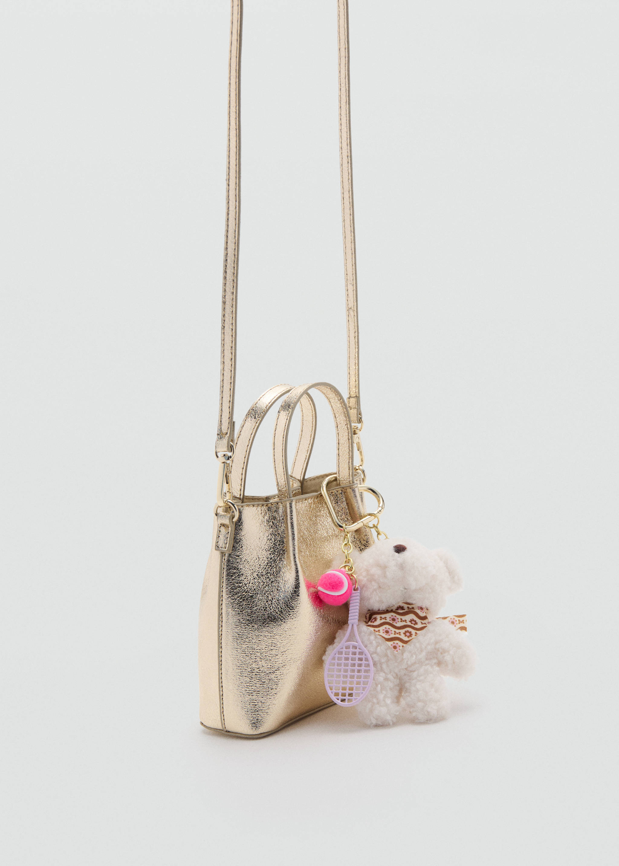 Metallic charm bear bag - Medium plane