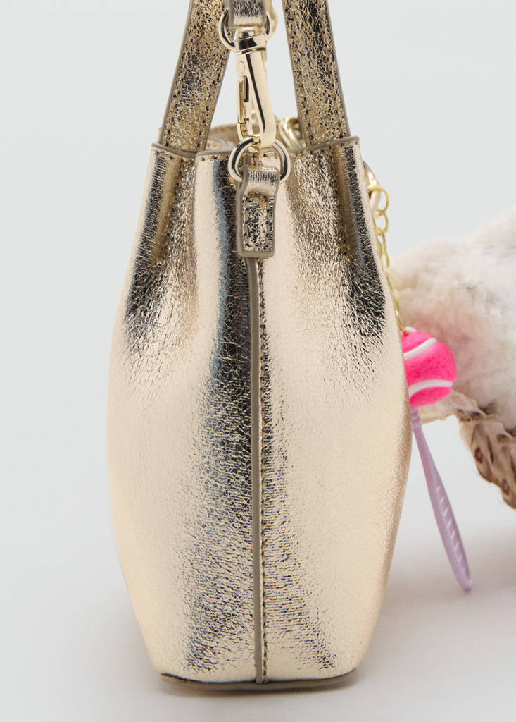Metallic charm bear bag — Gold