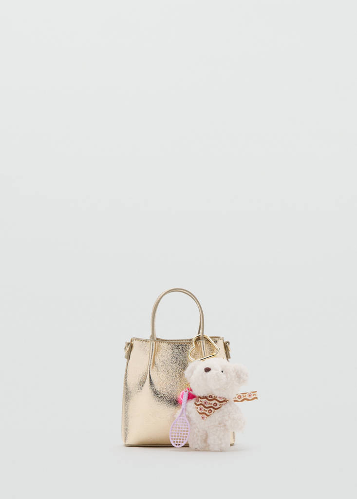 Metallic charm bear bag — Gold