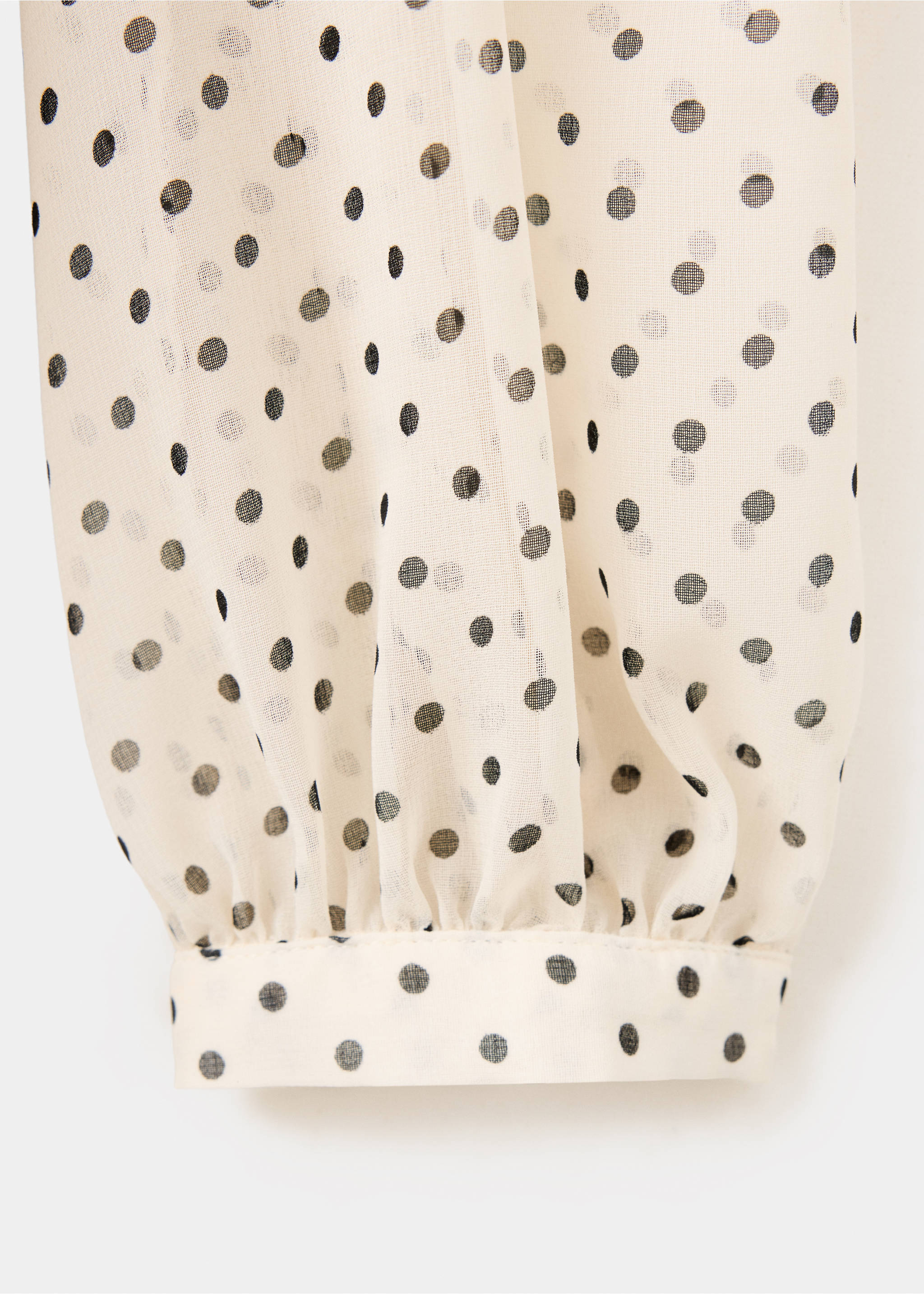 Polka dot dress with foulard detail - Details of the article 0, Ecru. Ref: 37063892-00.