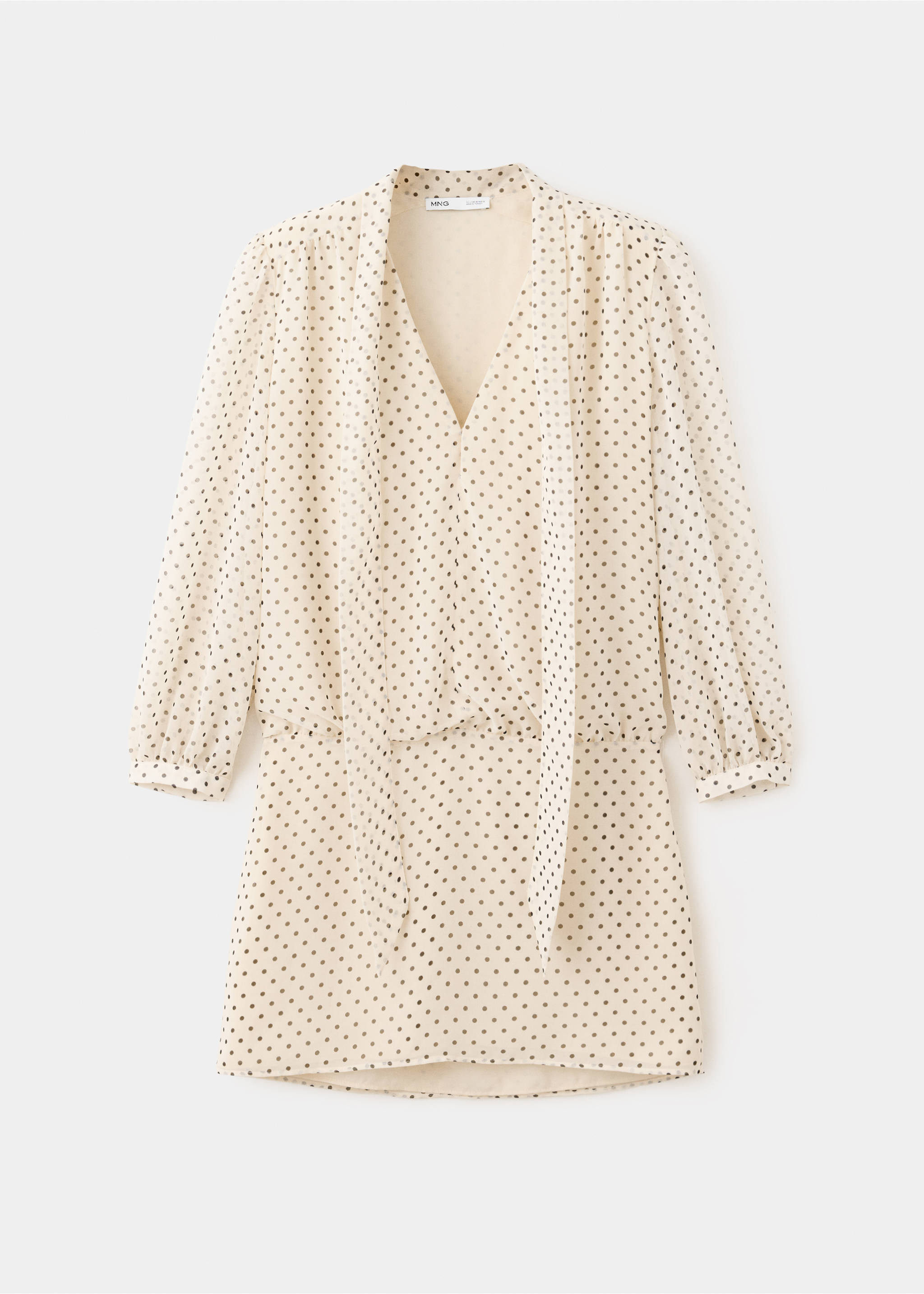 Polka dot dress with foulard detail - Article without model, Ecru. Ref: 37063892-00.