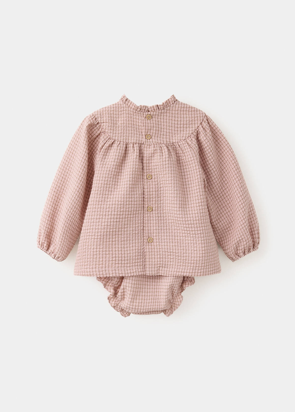 Dress and cotton check romper — Pink