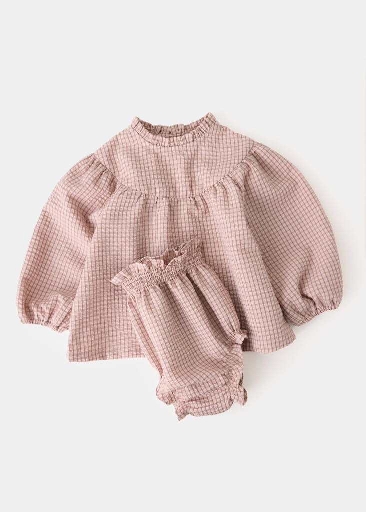 Dress and cotton check romper - thumbnail 5