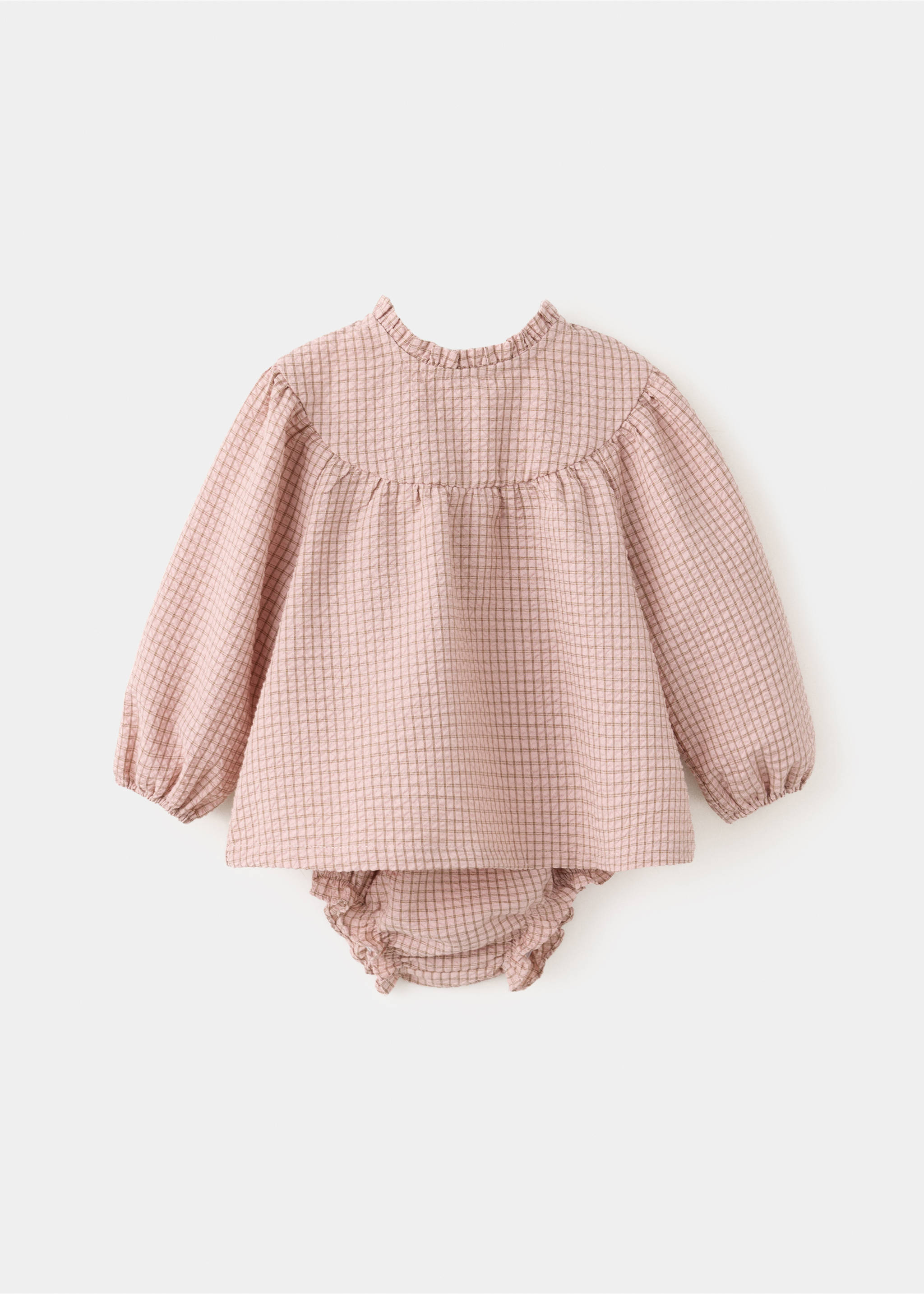 Dress and cotton check romper - Article without model, Pink. Ref: 37063893-00.
