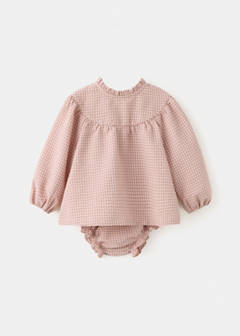 Dress and cotton check romper — Pink 2
