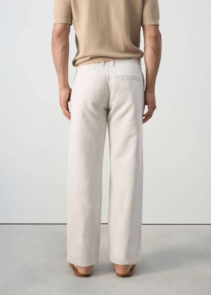 Regular-fit jeans in a cotton-linen blend — Ecru