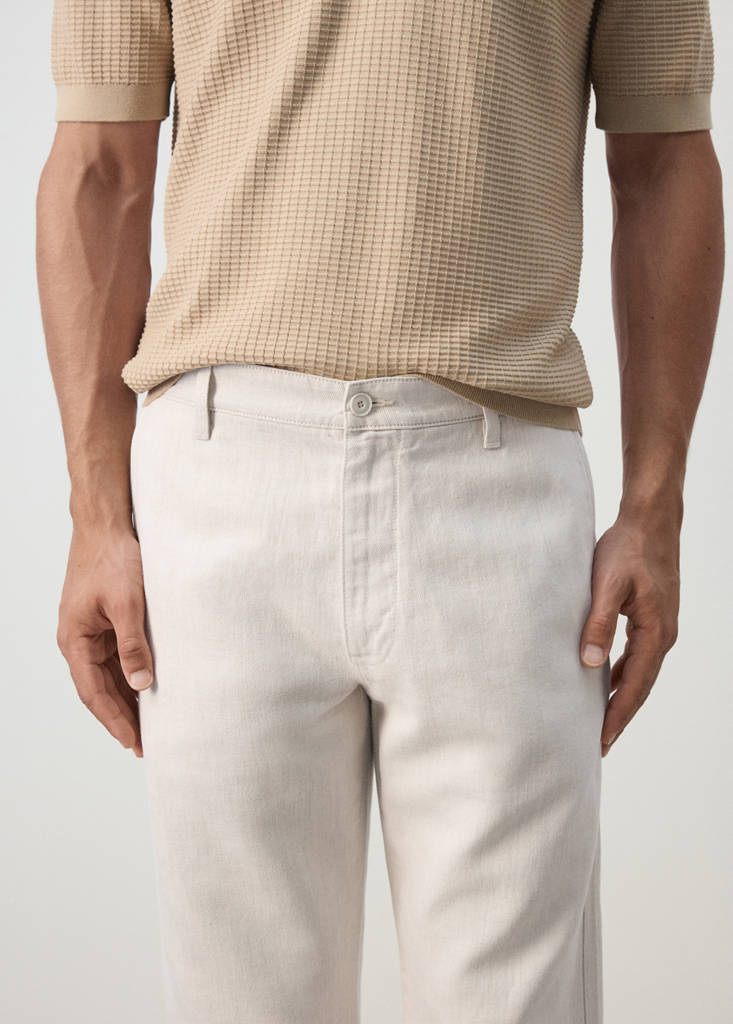 Regular-fit jeans in a cotton-linen blend — Ecru