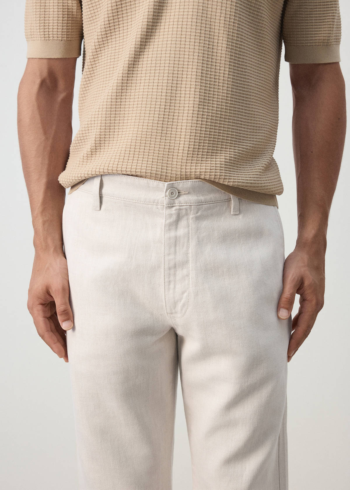 Regular-fit jeans in a cotton-linen blend — Ecru