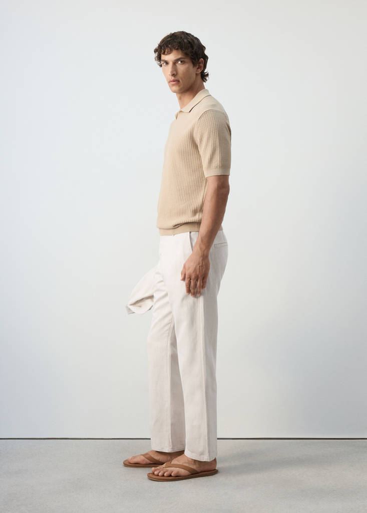Regular-fit jeans in a cotton-linen blend — Ecru
