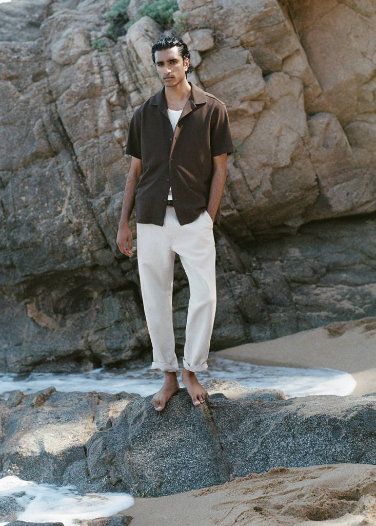 Regular-fit jeans in a cotton-linen blend — Ecru