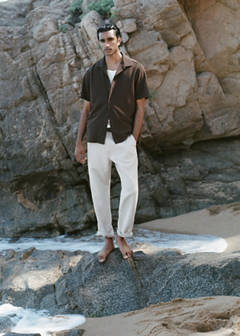 Regular-fit jeans in a cotton-linen blend — Ecru 6