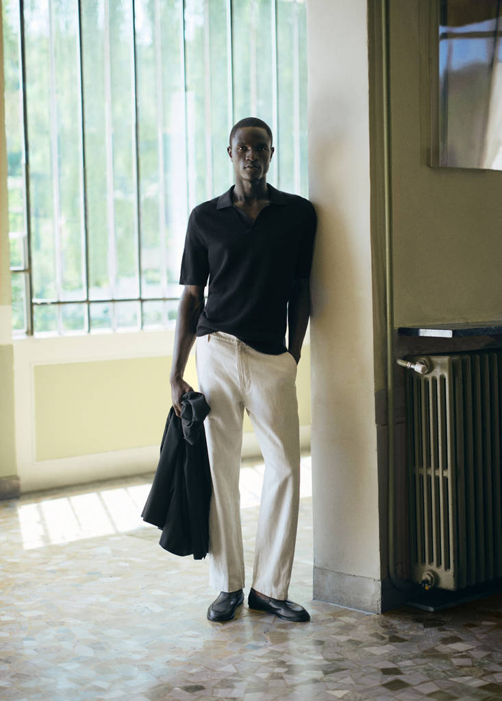 Regular-fit jeans in a cotton-linen blend — Ecru