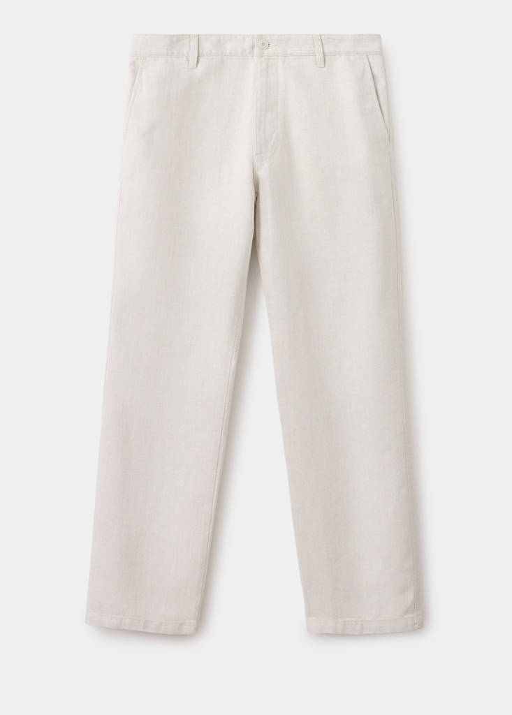 Regular-fit jeans in a cotton-linen blend — Ecru