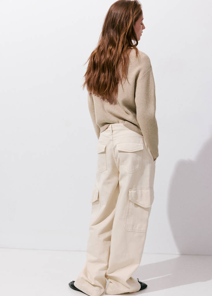 Ribbed zip-up jumper — Medium Brown
