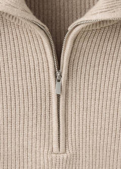 Ribbed zip-up jumper — Medium Brown 9