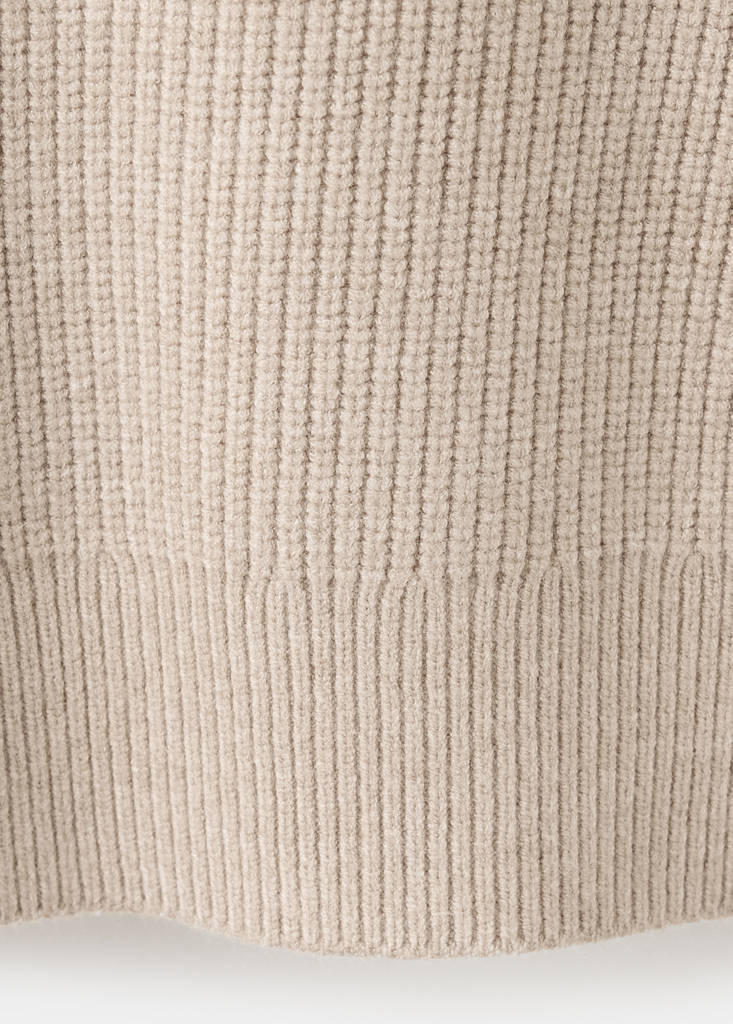 Ribbed zip-up jumper — Medium Brown