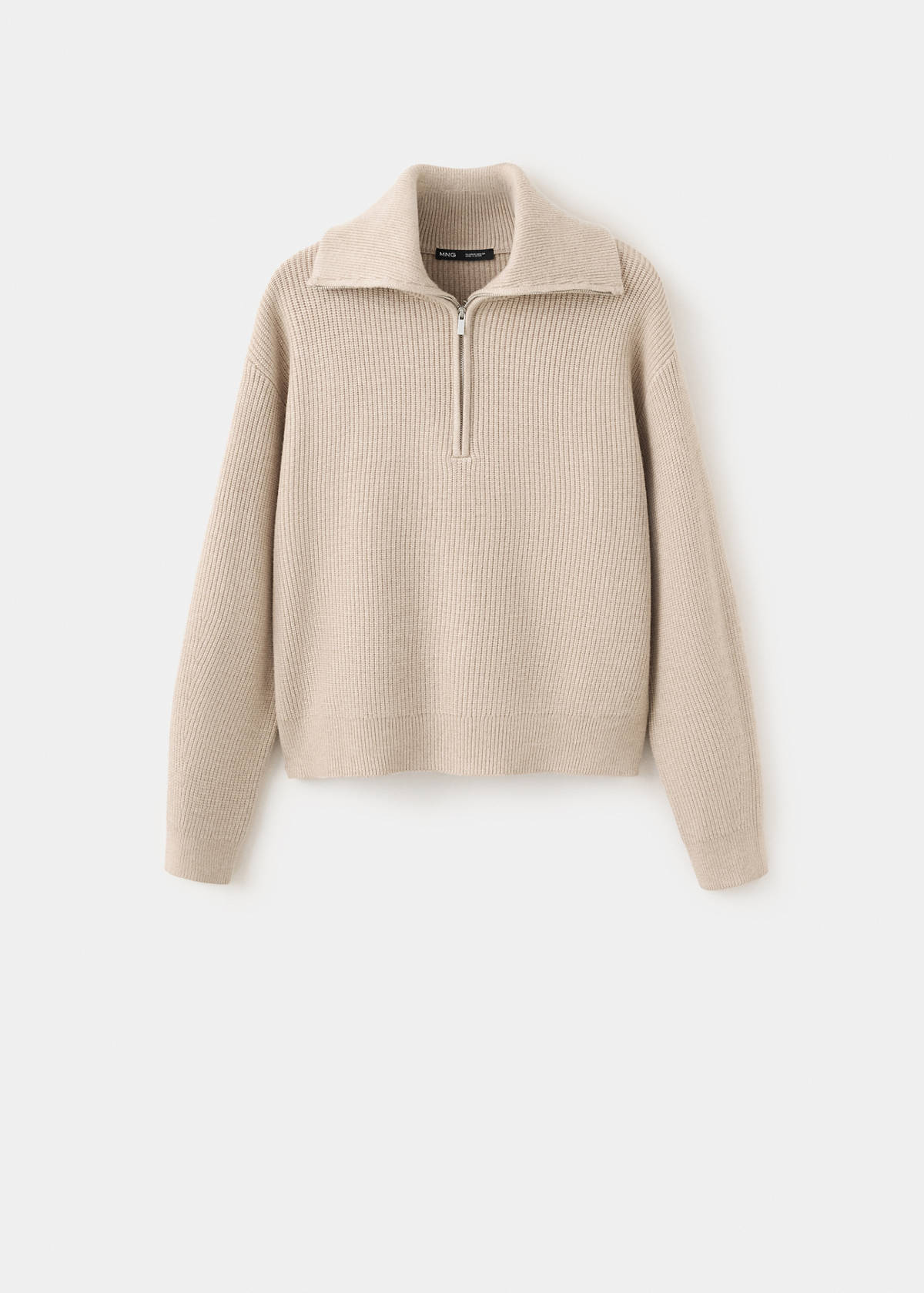 Ribbed zip-up jumper — Medium Brown