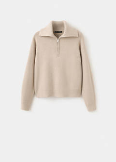 Ribbed zip-up jumper — Medium Brown 8