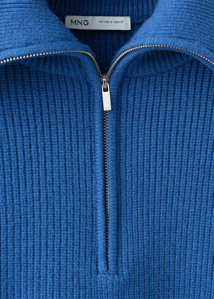 Ribbed zip-up jumper — Vibrant blue