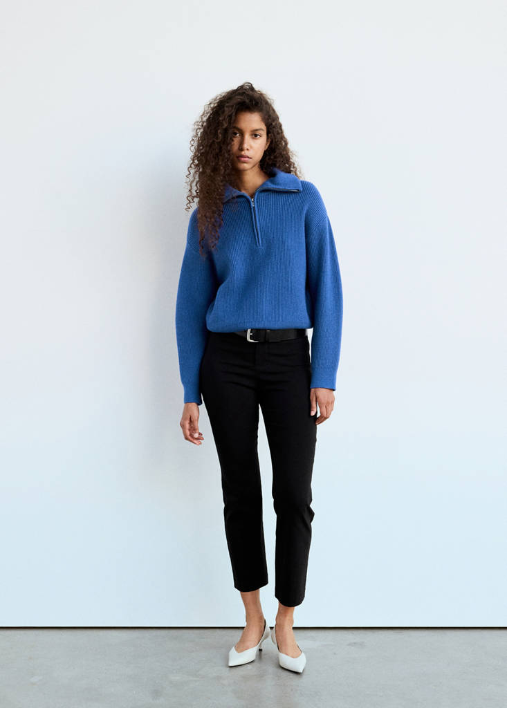 Ribbed zip-up jumper — Vibrant blue