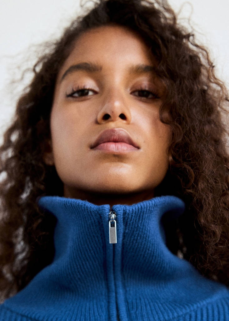 Ribbed zip-up jumper — Vibrant blue