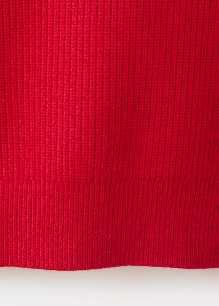 Ribbed zip-up jumper — Red