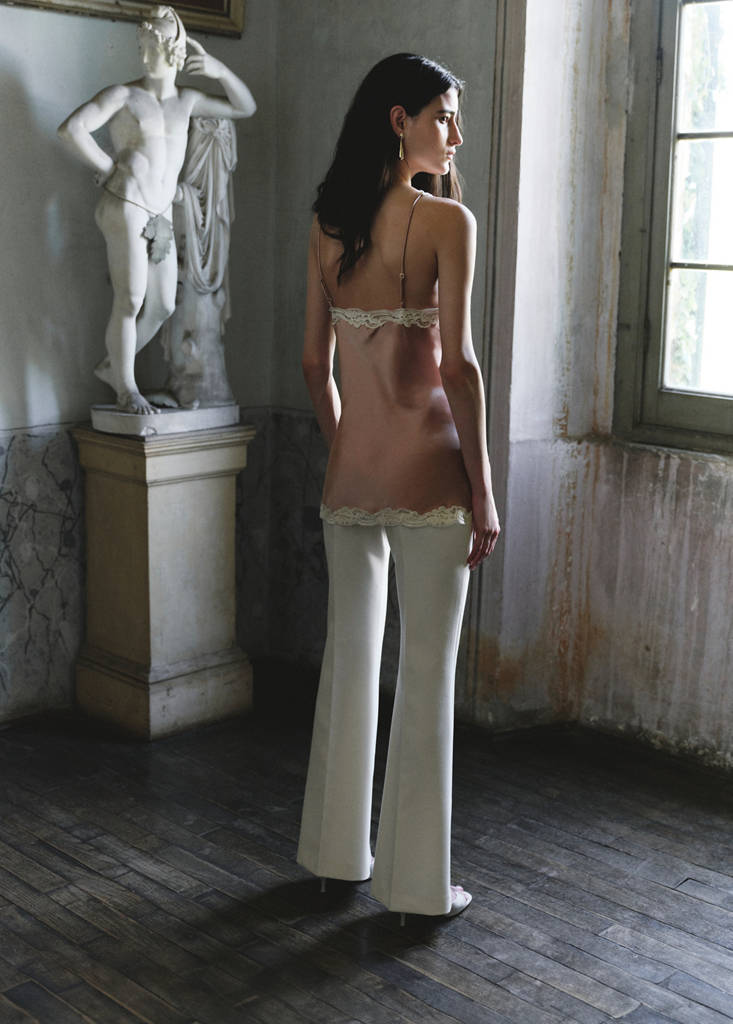 Satin lace top — Light Pink