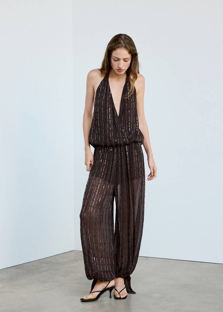 Sequined halter top — Brown
