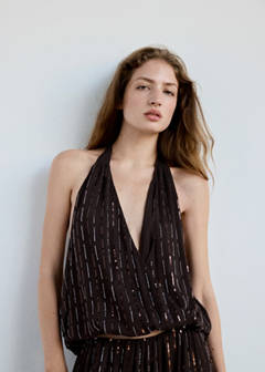 Sequined halter top — Brown 8