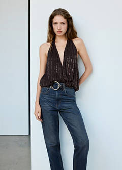 Sequined halter top — Brown 12