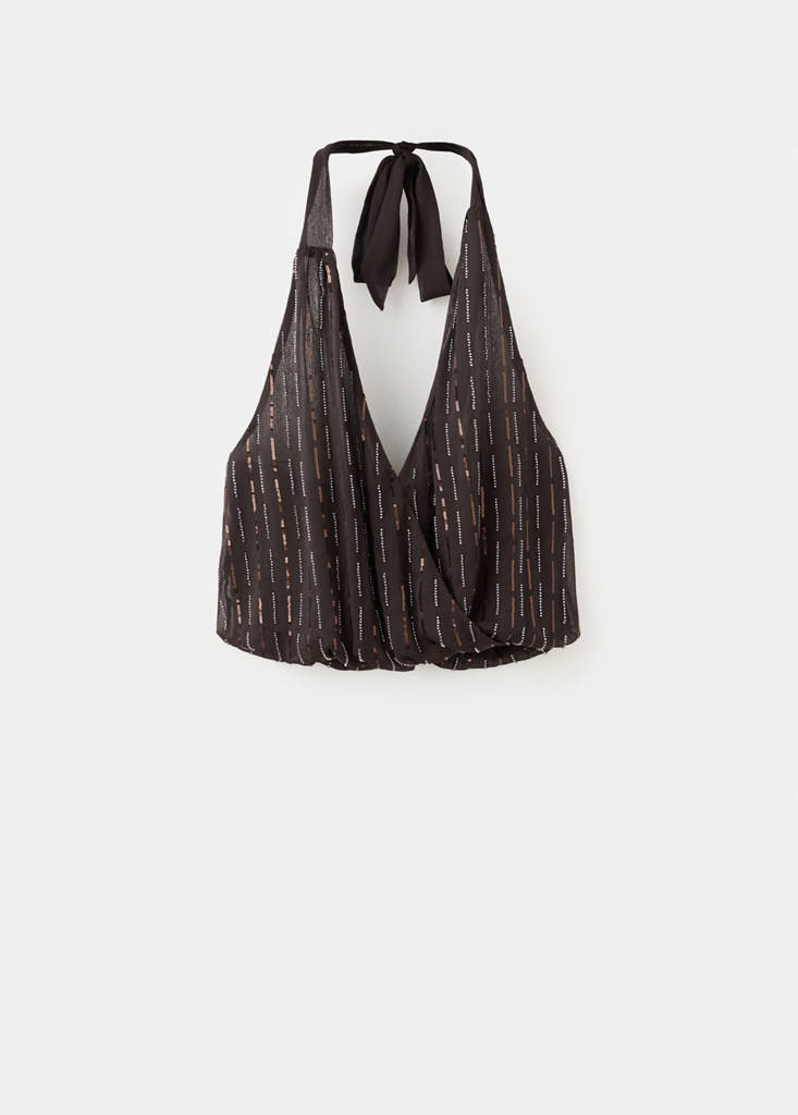 Sequined halter top — Brown