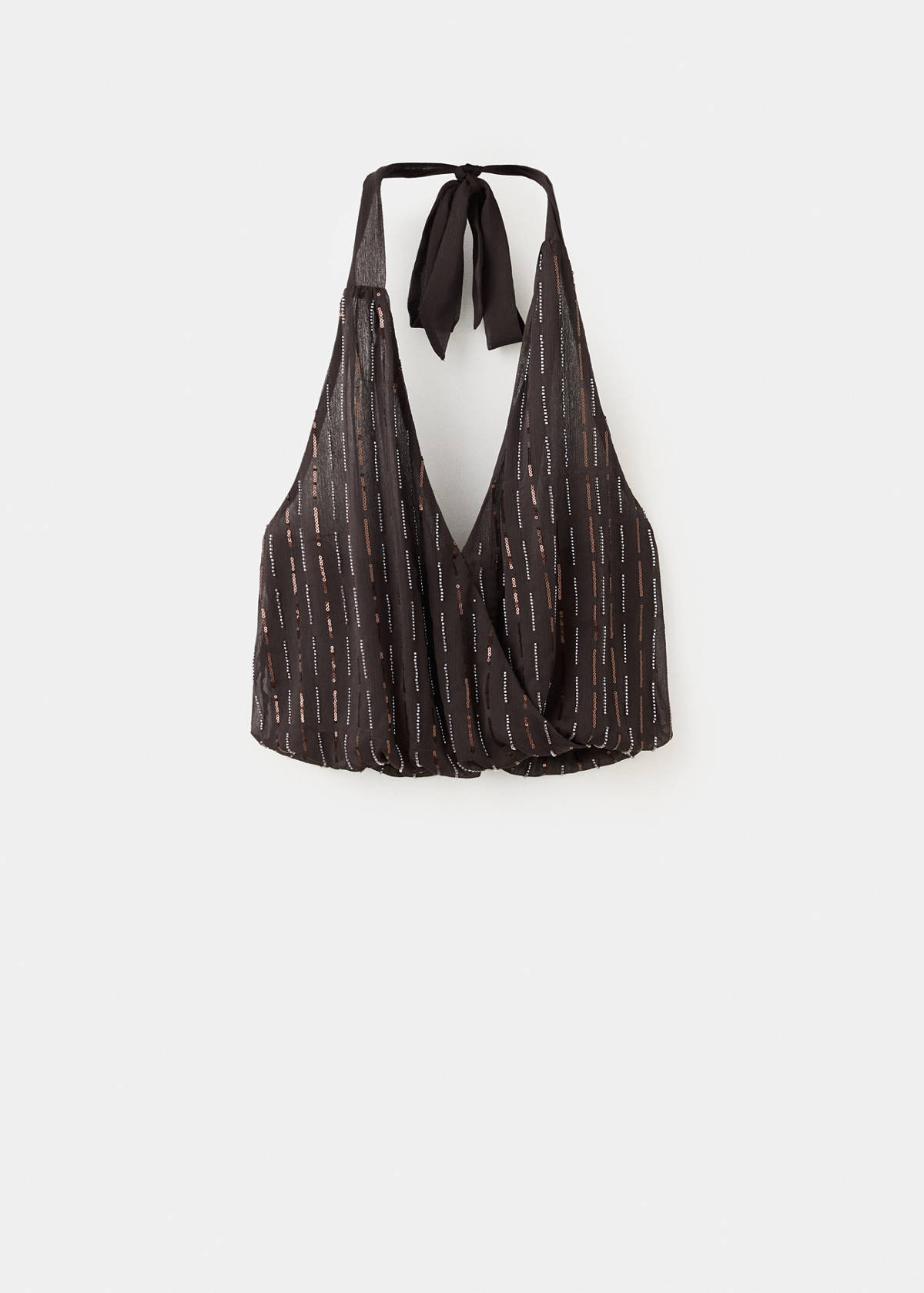 Sequined halter top — Brown