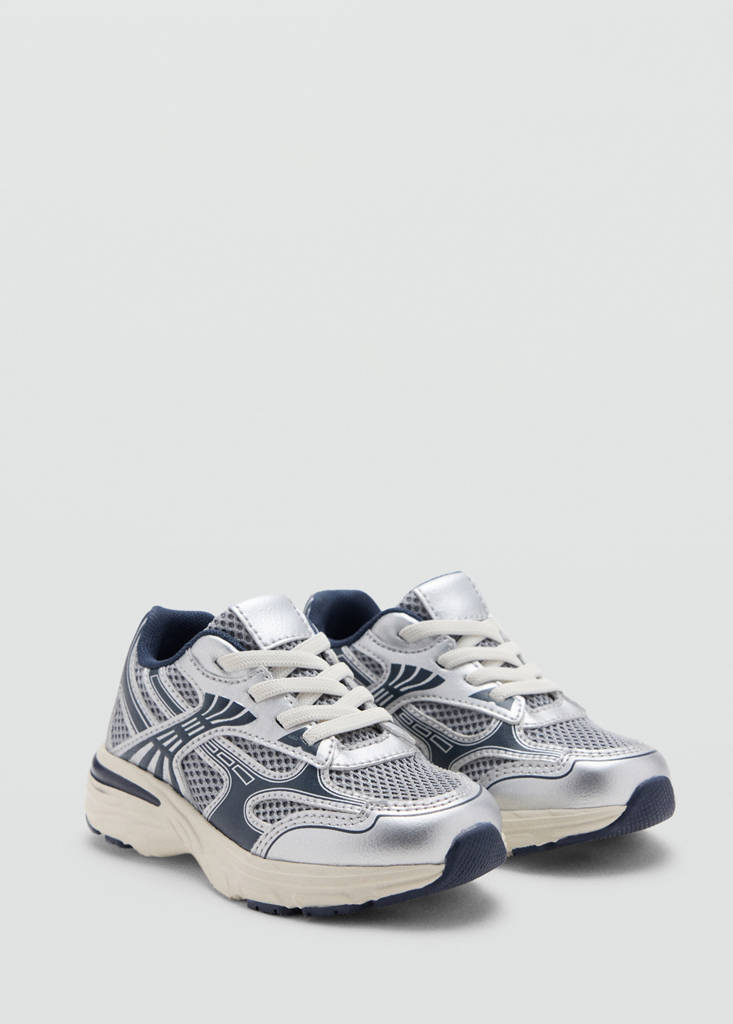 Mixed trainers with elastic lace — Blue
