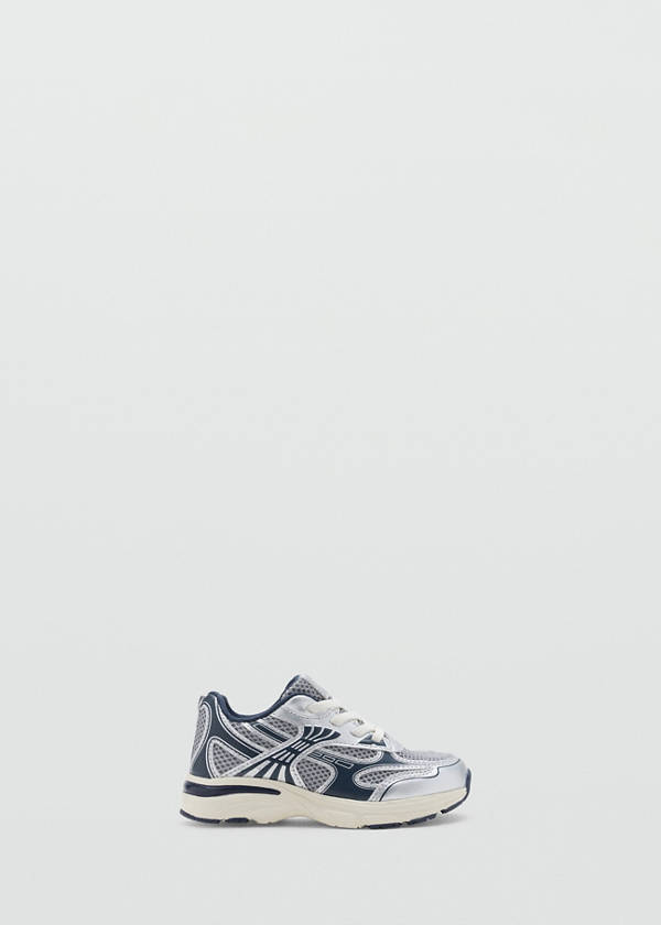 Mixed trainers with elastic lace — Blue
