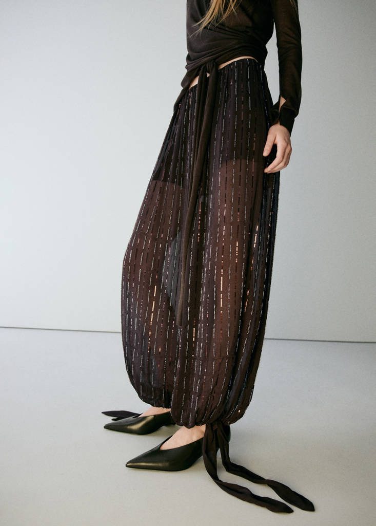 Sequinned harem pants — Brown