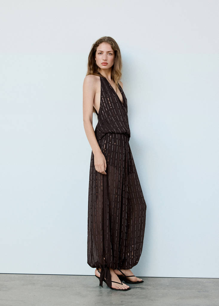 Sequinned harem pants — Brown