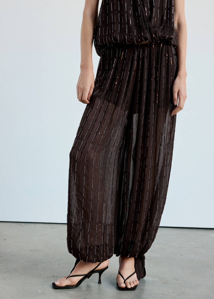 Sequinned harem pants — Brown